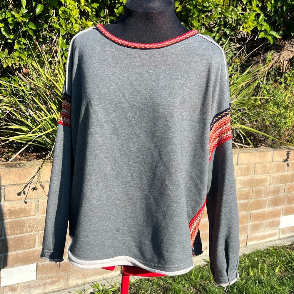 NATURAL LIFE Charcoal Red Knit Top